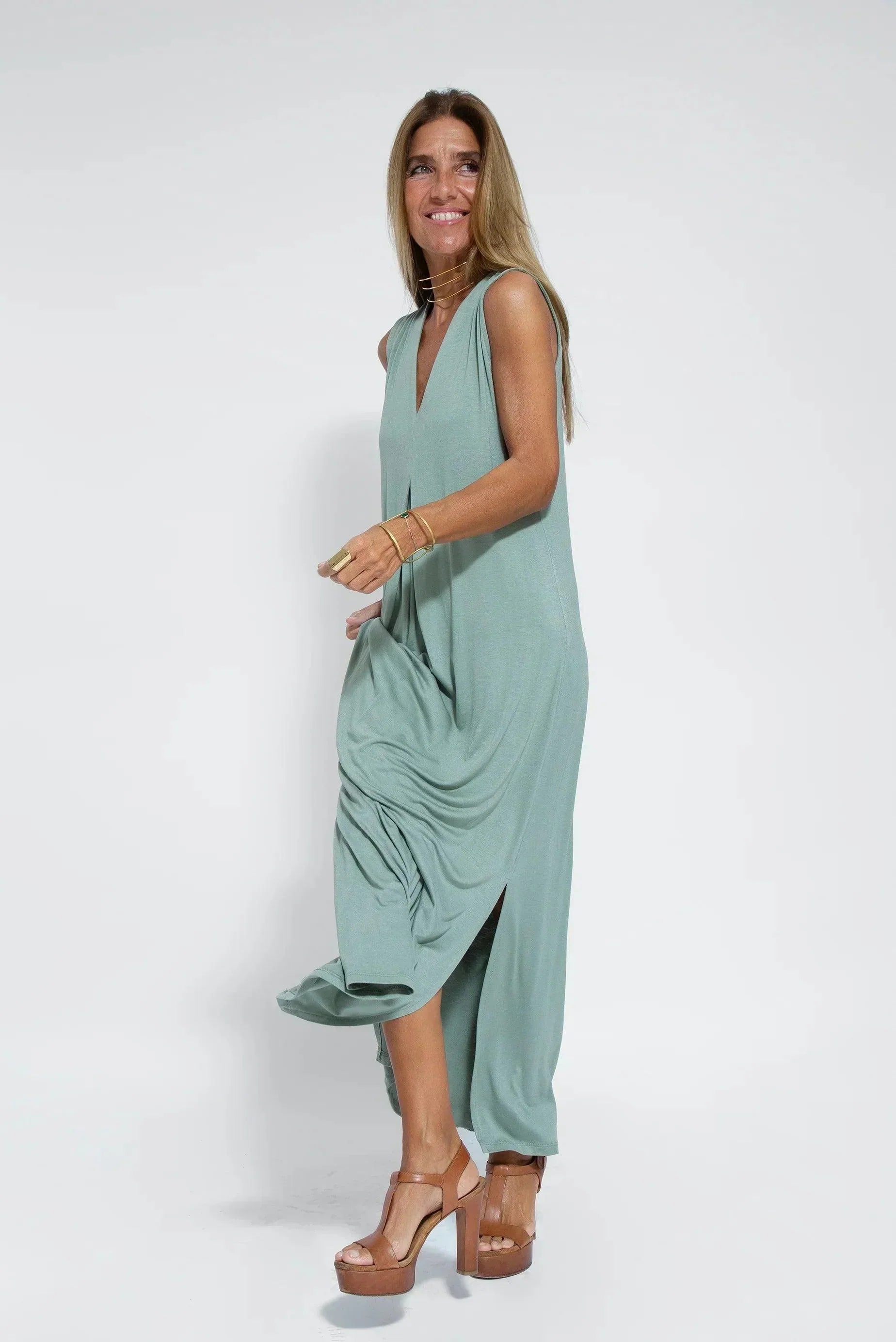 Dames Luchtige zomerjurk met V-hals | Maxi