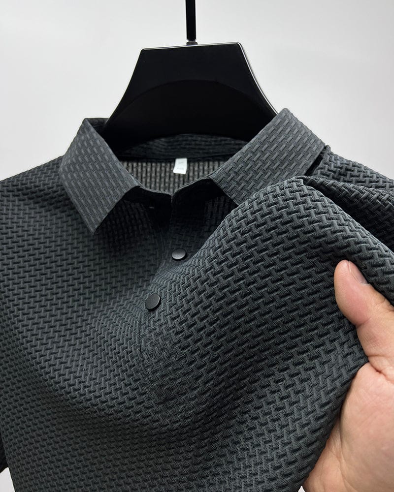 Heren Zomer Gebreide Poloshirt | Textuur Korte Mouw