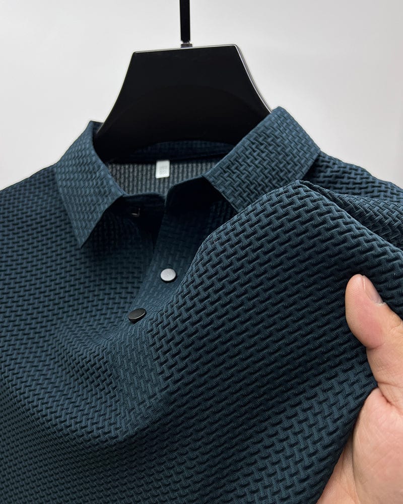 Heren Zomer Gebreide Poloshirt | Textuur Korte Mouw