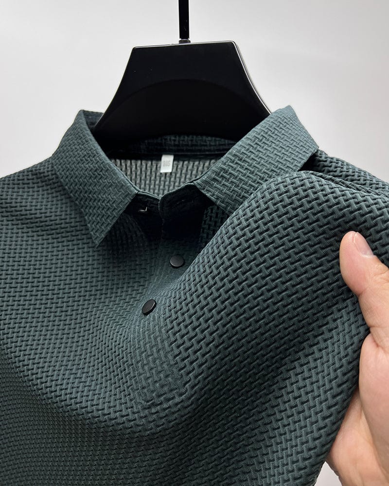 Heren Zomer Gebreide Poloshirt | Textuur Korte Mouw