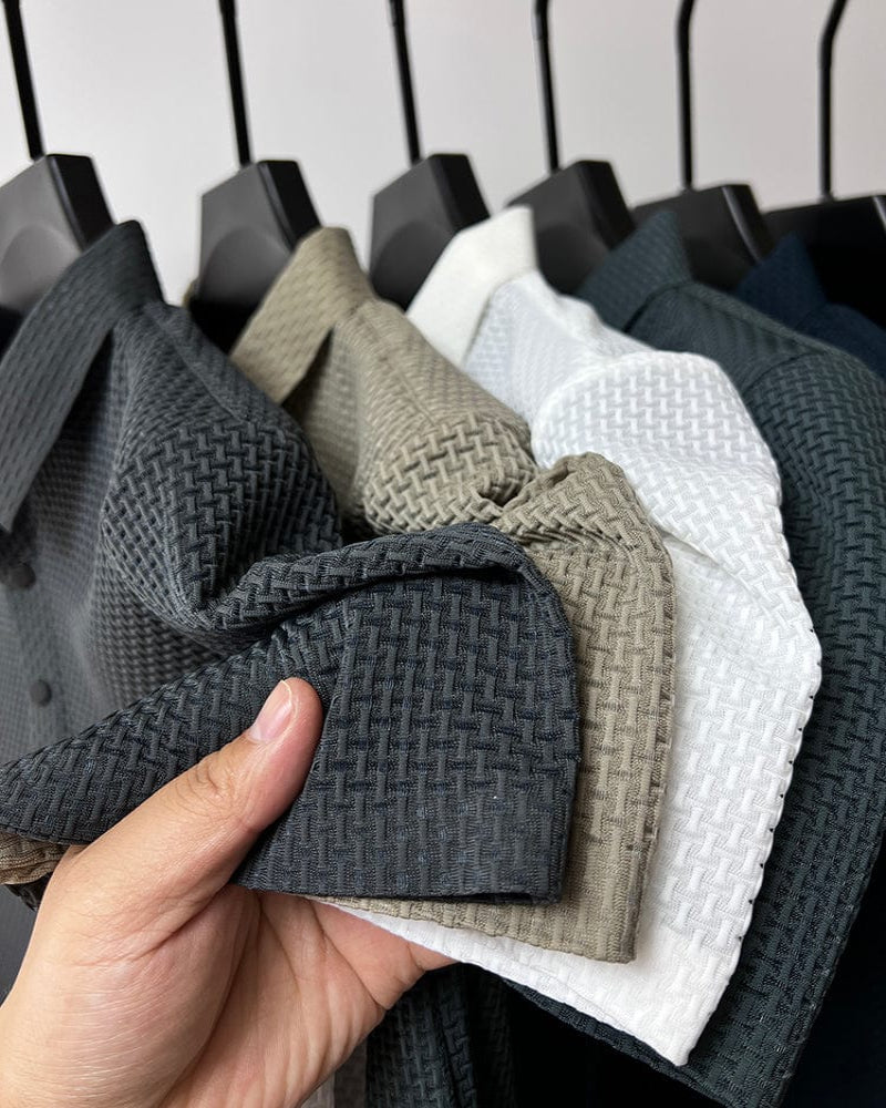 Heren Zomer Gebreide Poloshirt | Textuur Korte Mouw