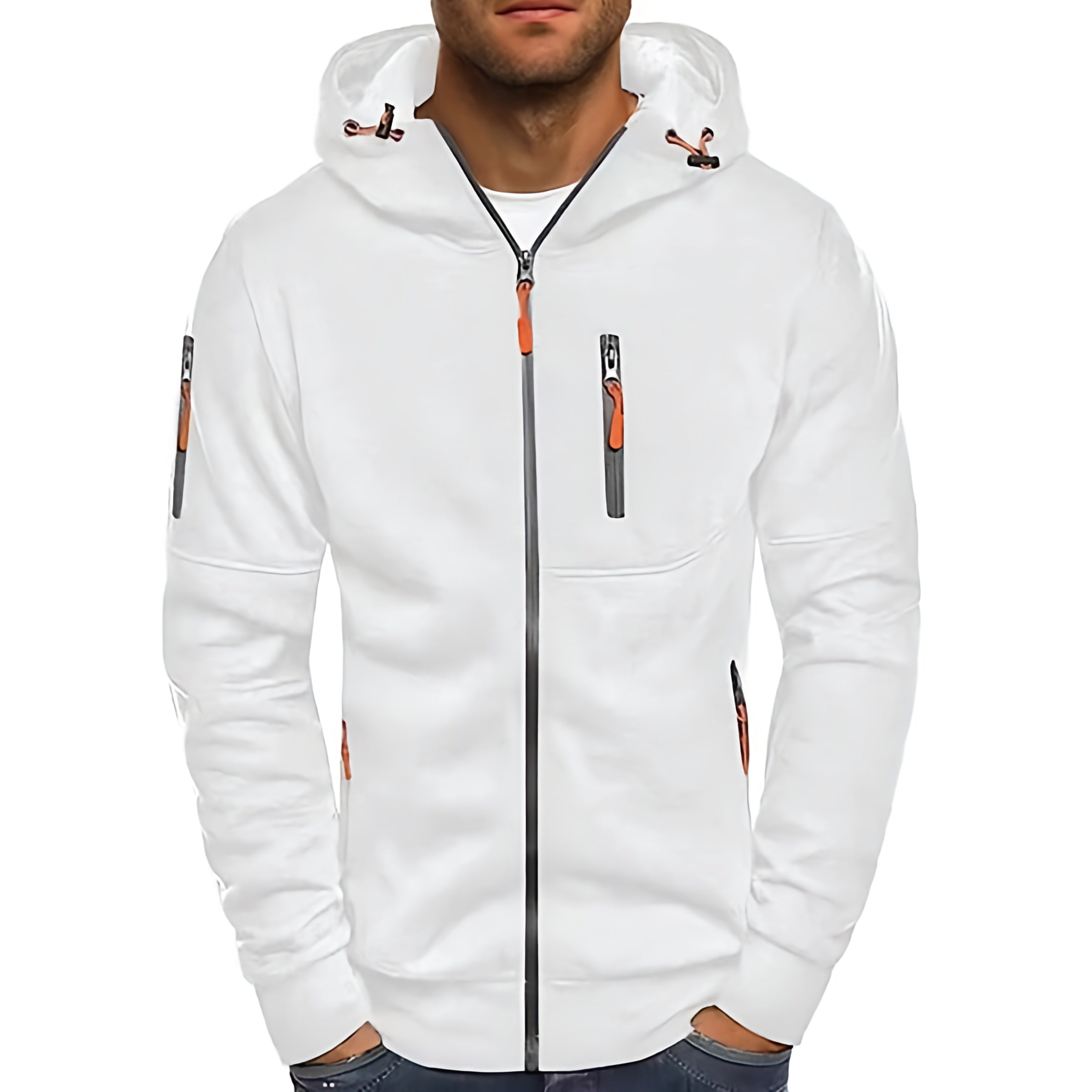 Heren sportieve hoodie met rits | Capuchon, zakken