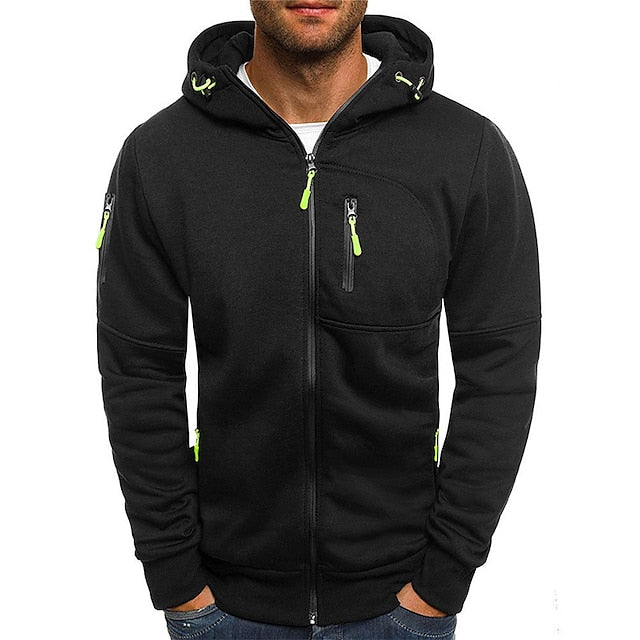 Heren sportieve hoodie met rits | Capuchon, zakken
