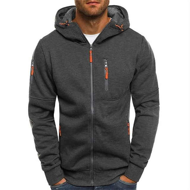 Heren sportieve hoodie met rits | Capuchon, zakken