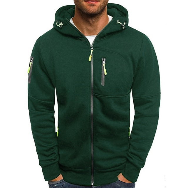 Heren sportieve hoodie met rits | Capuchon, zakken
