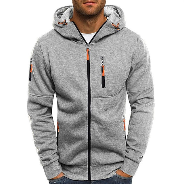 Heren sportieve hoodie met rits | Capuchon, zakken