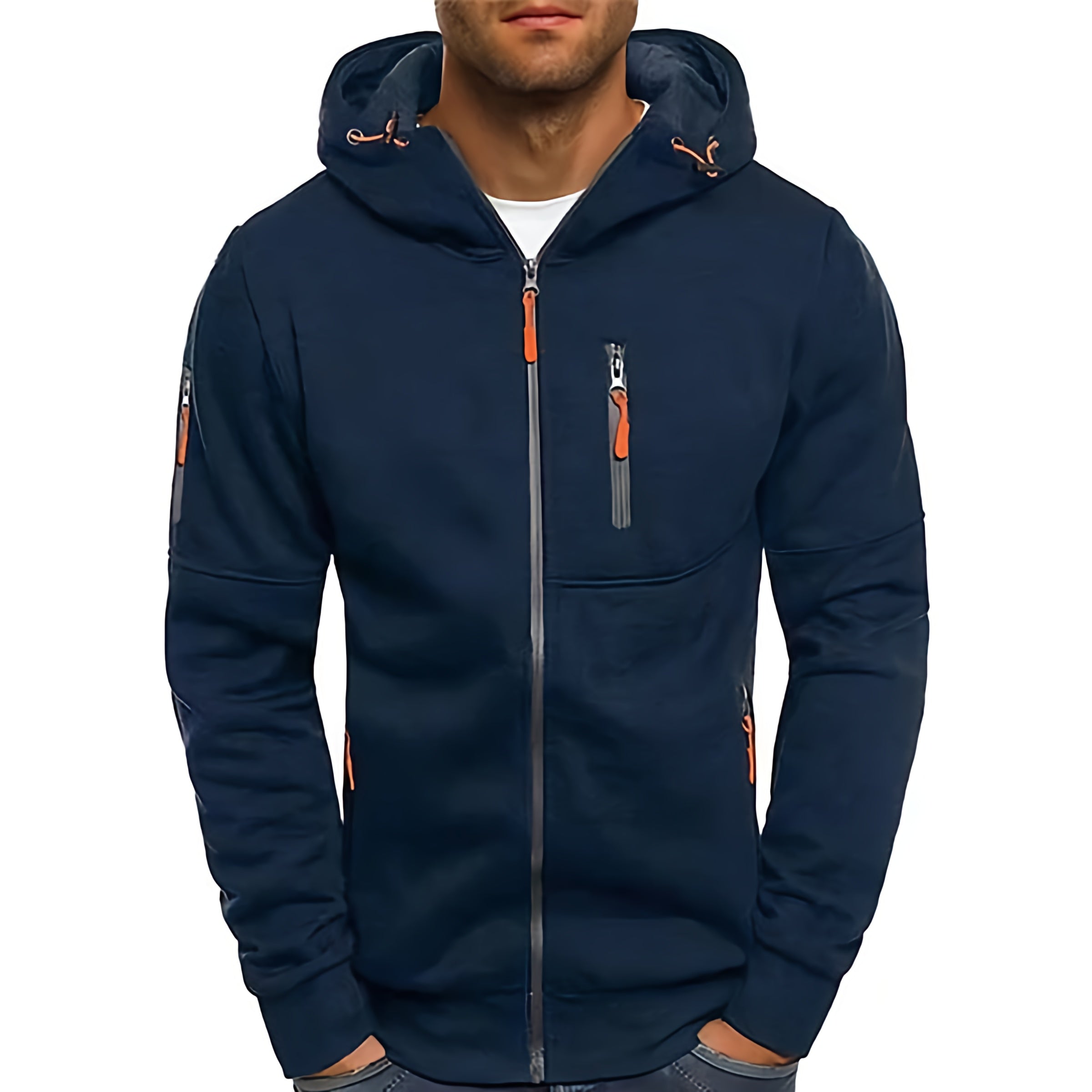 Heren sportieve hoodie met rits | Capuchon, zakken