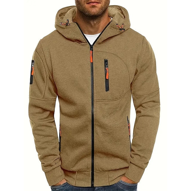 Heren sportieve hoodie met rits | Capuchon, zakken