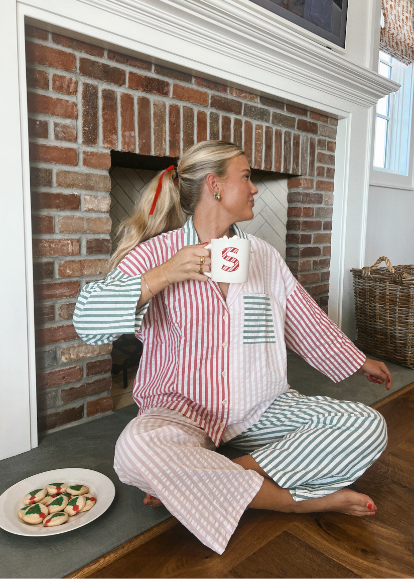 Dames Gestreepte Lounge Pyjama Set | Lange Mouwen Brede Pijpen