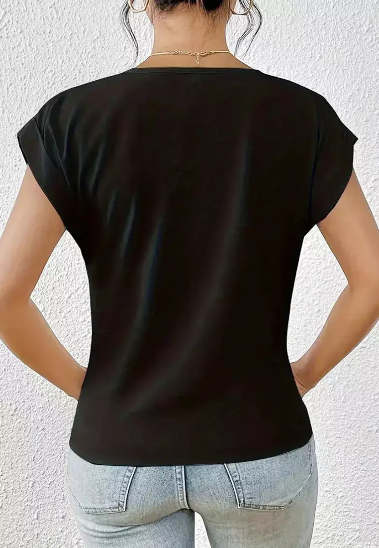 Dames Zomerse Elegante Top | V-hals, Gedraaid Voorpand