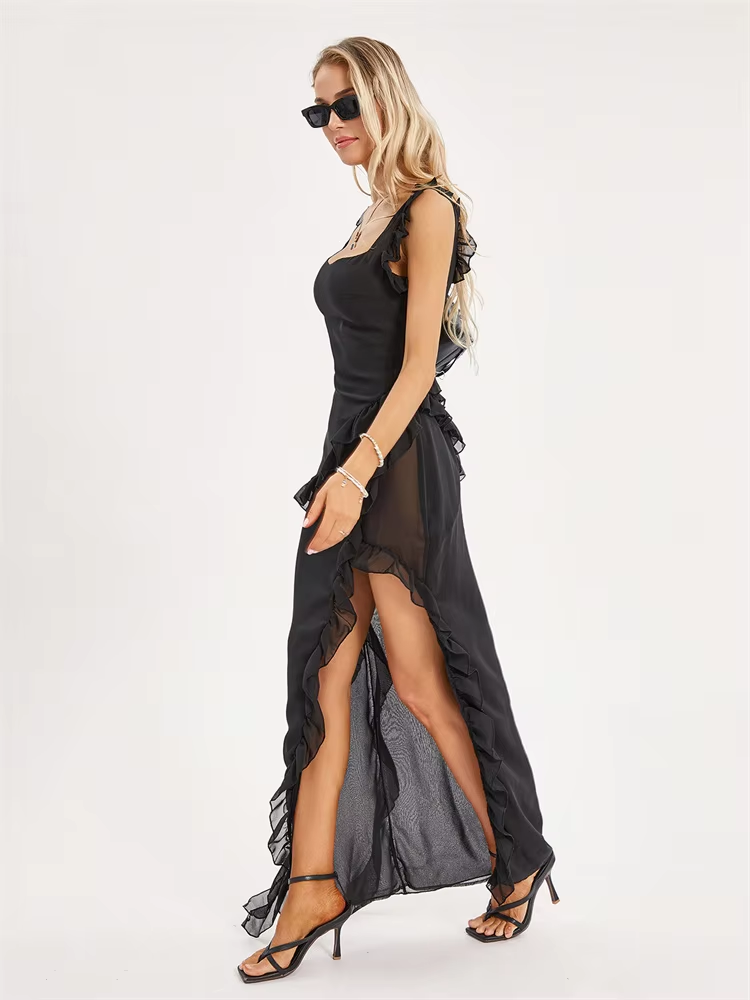 Dames Luxe Chiffon Avondjurk | Maxi