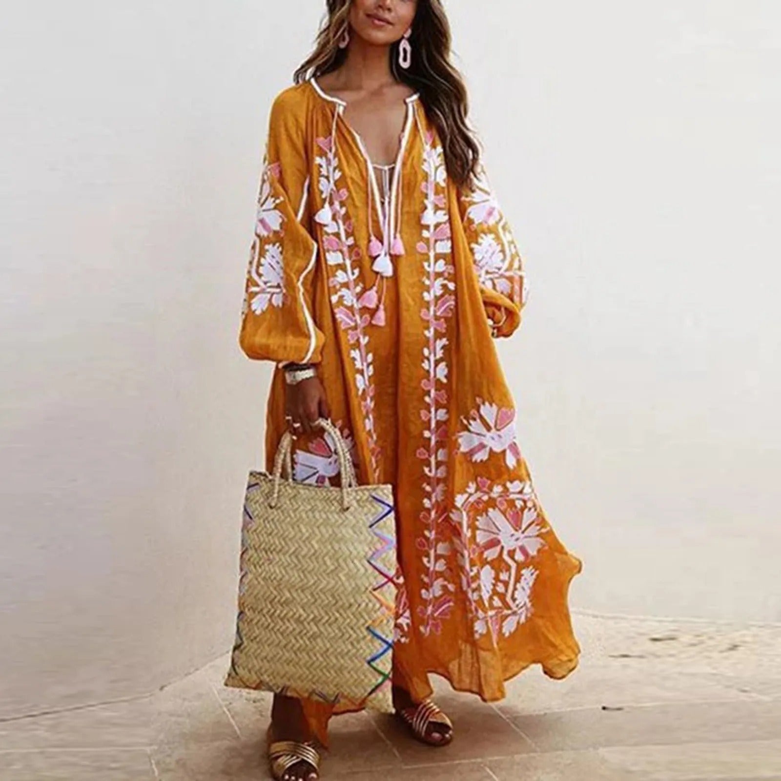 Abito da spiaggia leggero da donna con stampa floreale | Maxi