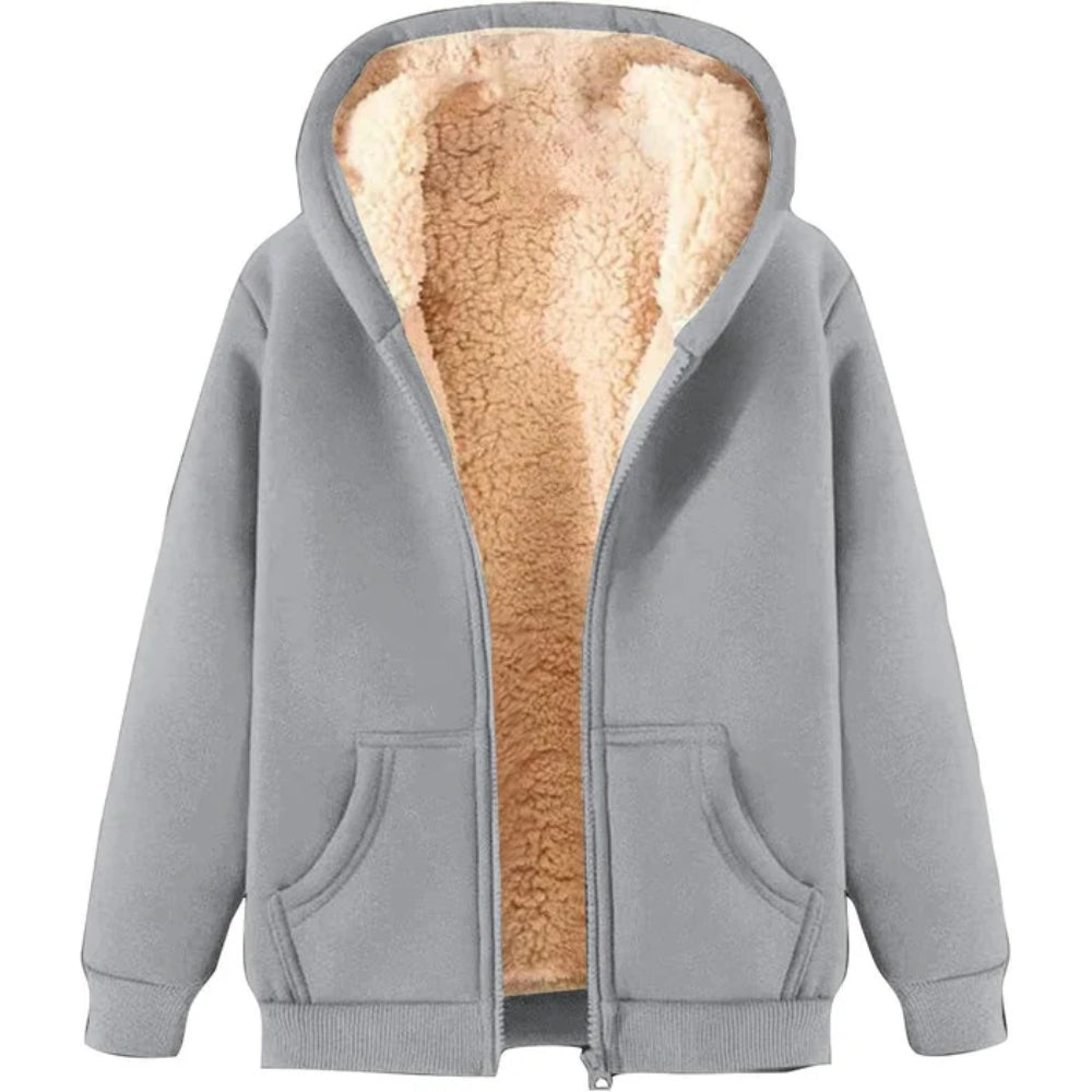Dames Warme Teddy Fleece Hoodie Jas | Met Capuchon, Rits