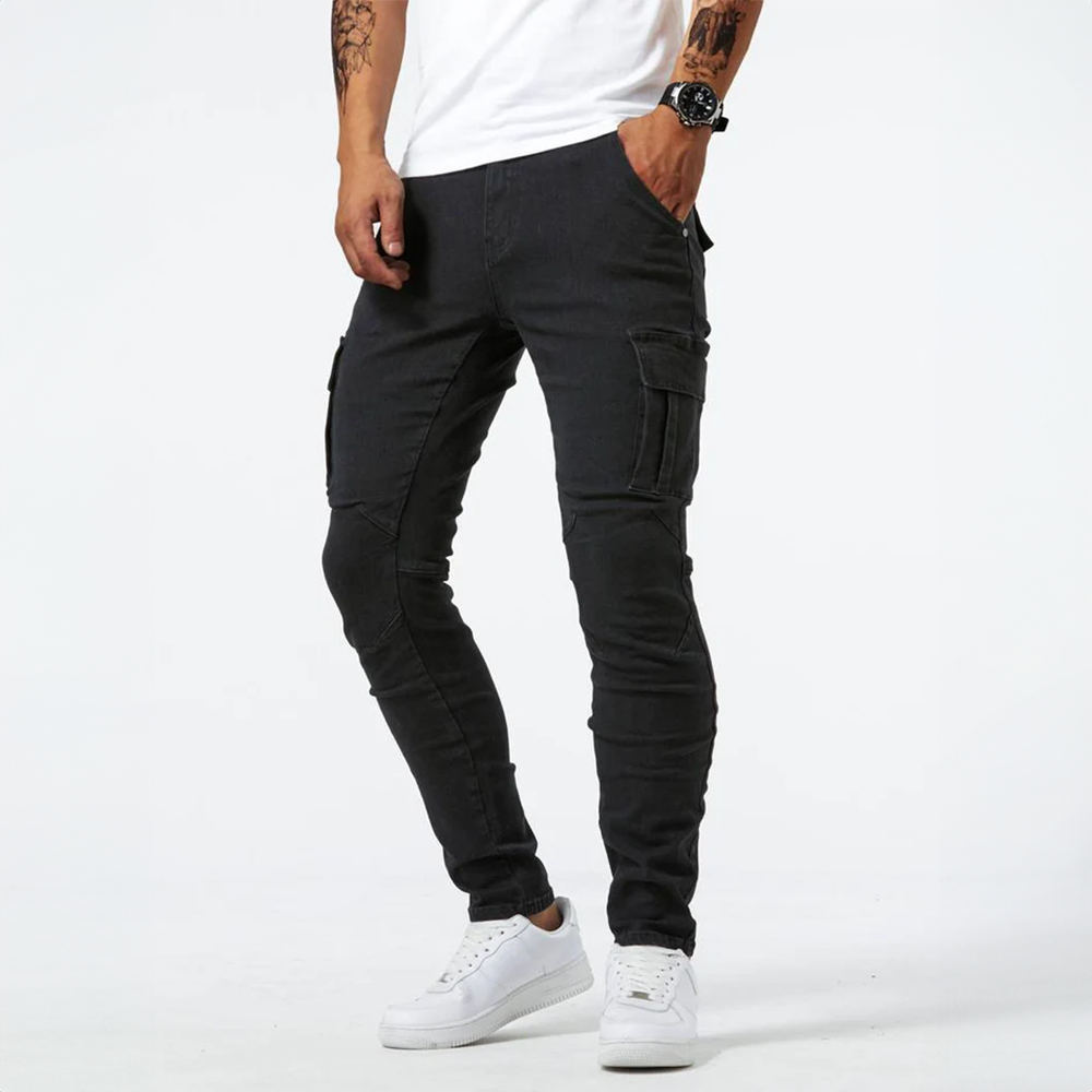 Heren cargo jeans broek | jogging stijl slim-fit