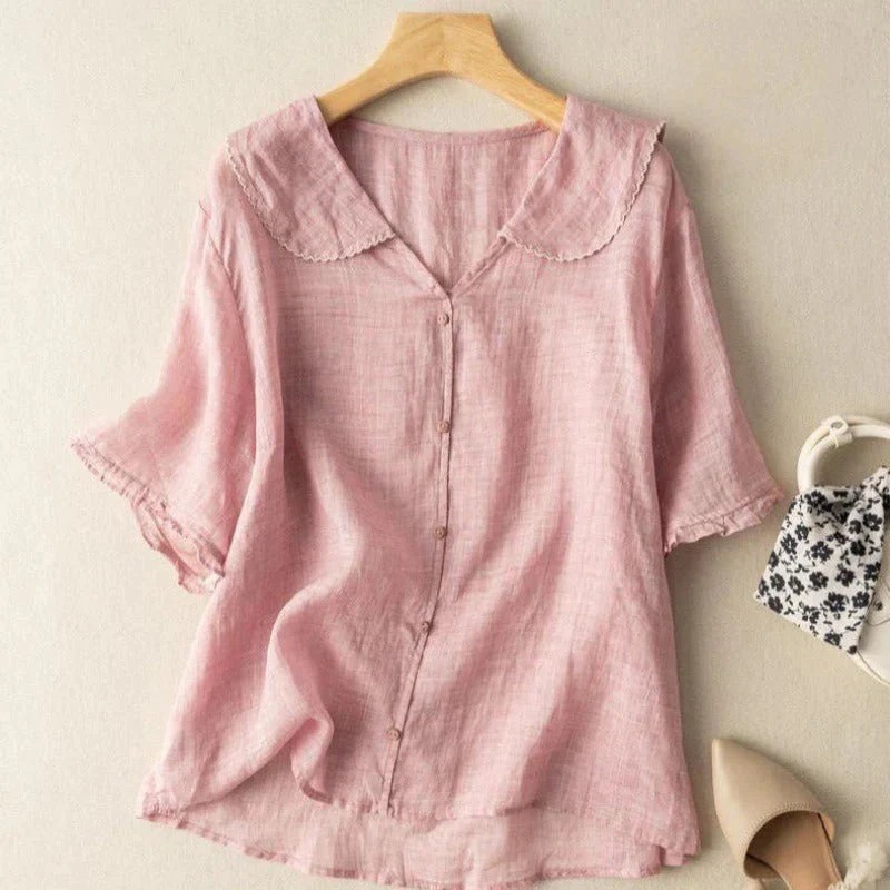 Dames elegante linnen blouse | zomerse top luchtig