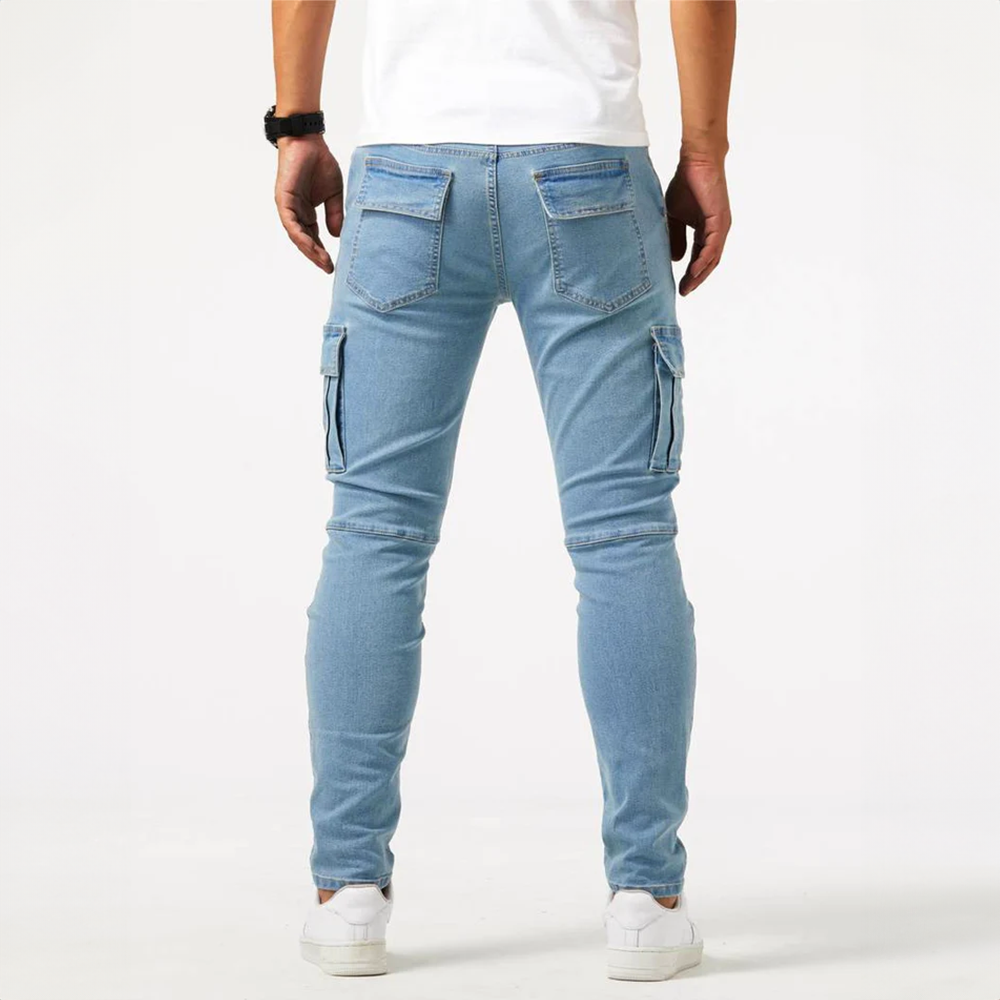 Heren cargo jeans broek | jogging stijl slim-fit