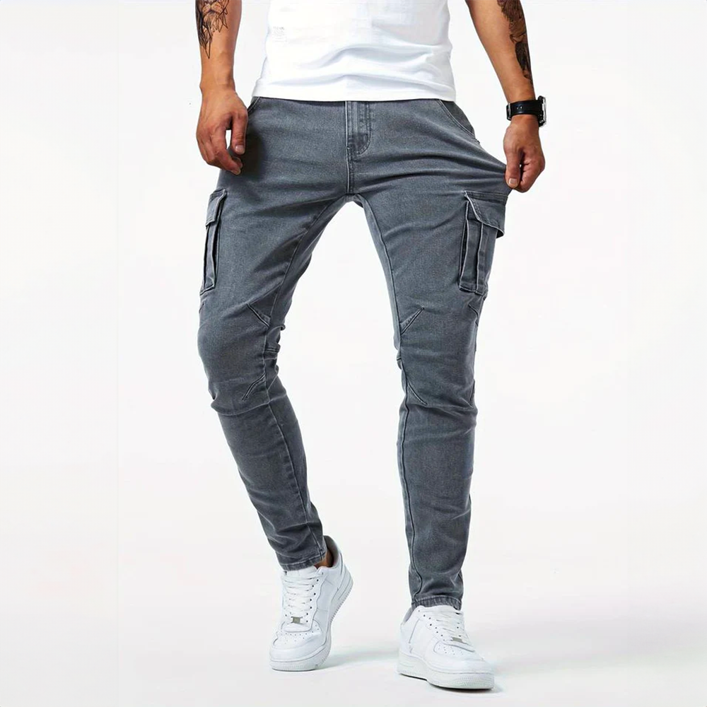 Heren cargo jeans broek | jogging stijl slim-fit