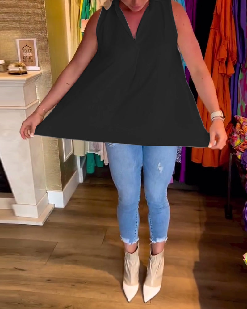Dames elegante zomerblouse | lange mouwloze top