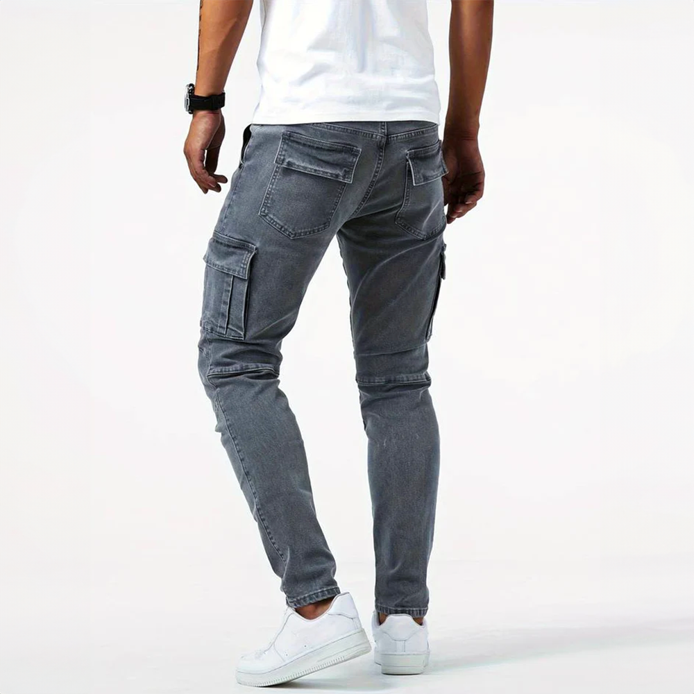 Heren cargo jeans broek | jogging stijl slim-fit
