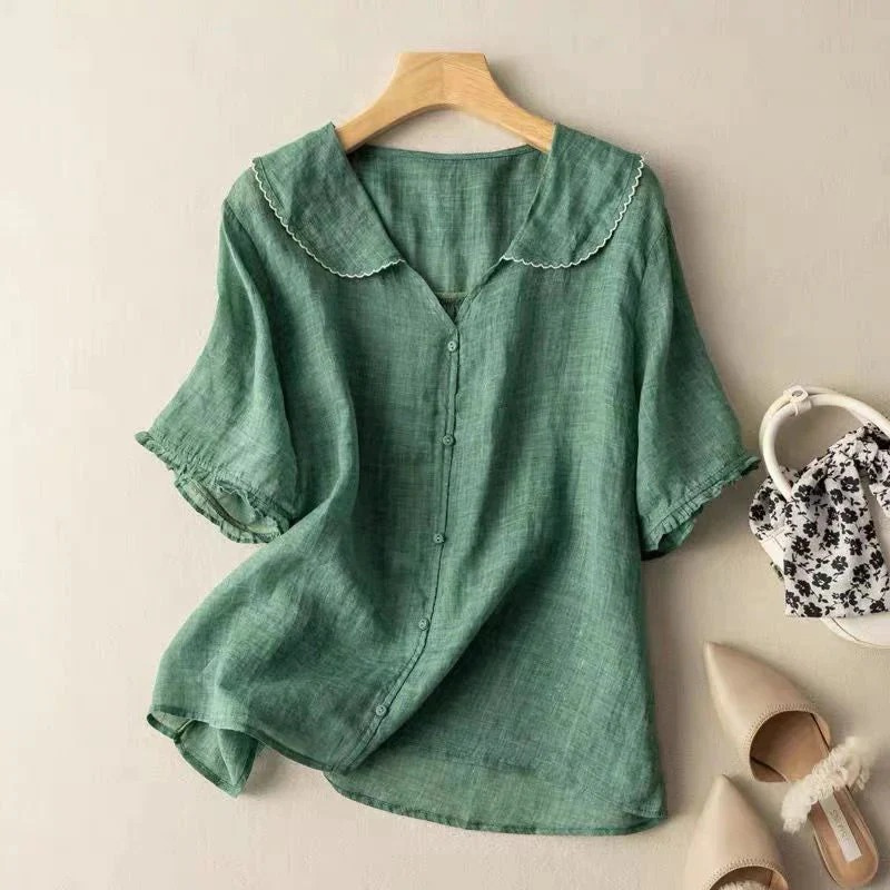 Dames elegante linnen blouse | zomerse top luchtig
