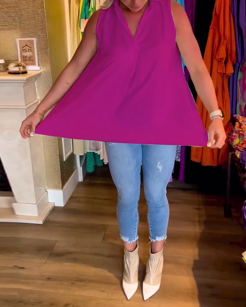 Dames elegante zomerblouse | lange mouwloze top