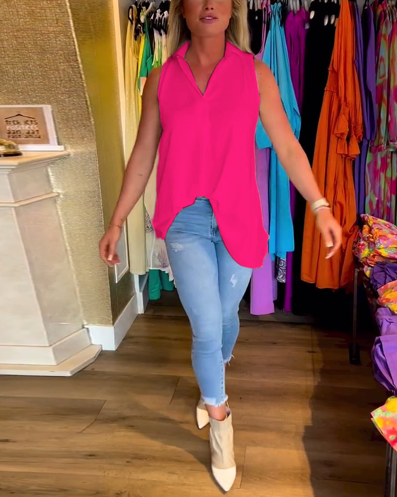 Dames elegante zomerblouse | lange mouwloze top