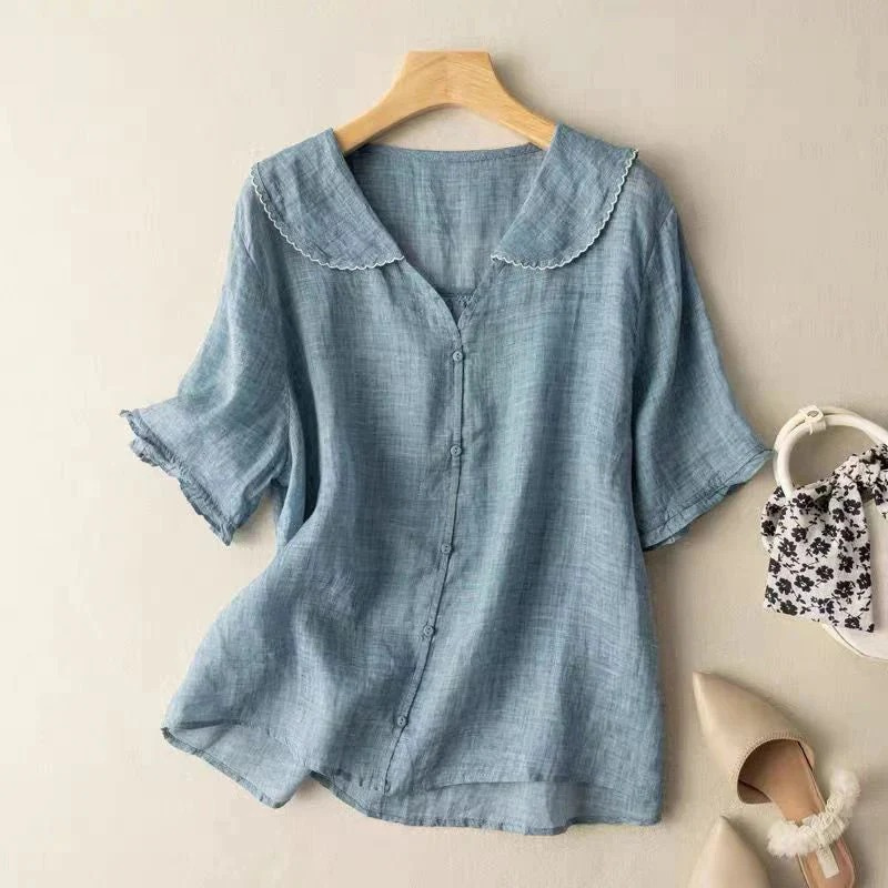 Dames elegante linnen blouse | zomerse top luchtig