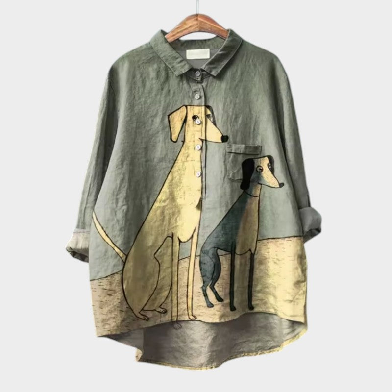 Dames casual lange blouse | cartoonprint tuniek top