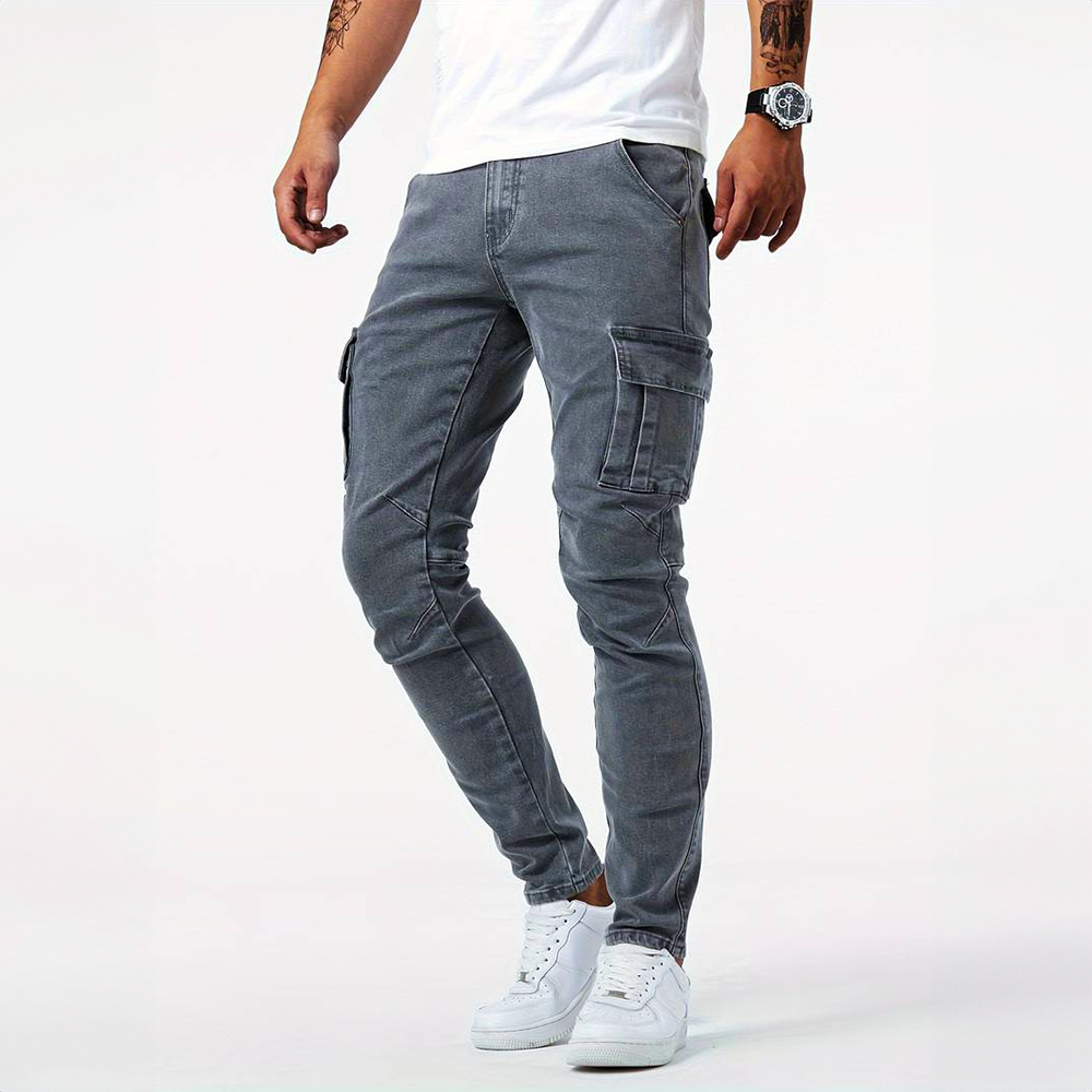 Heren cargo jeans broek | jogging stijl slim-fit